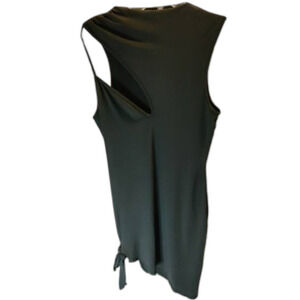 BeBe Large black dress with slit front tie bottom womens party sexy cut out